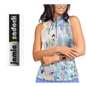 Jamie Sadock Women's  Sleeveless Half Zip Pullover Golf Polo Shirt S